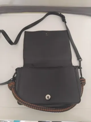 Bolso patchwork cuero negro y marrón