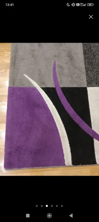 Alfombra salón moderna gris y morado 230x160