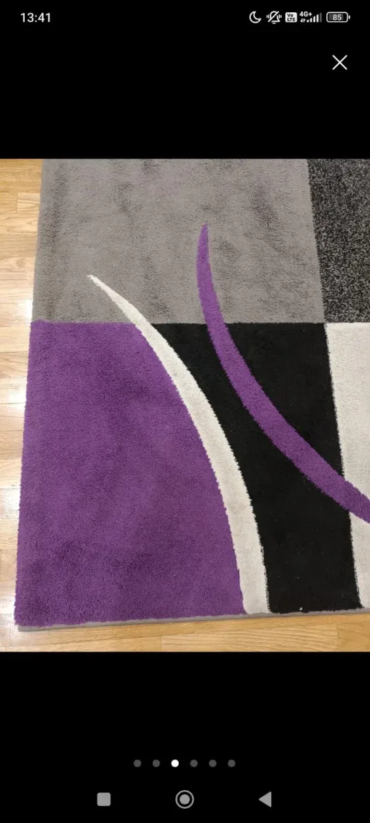 Alfombra salón moderna gris y morado 230x160