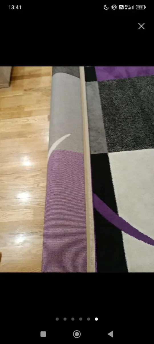 Alfombra salón moderna gris y morado 230x160