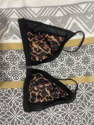 Sujetador estampado leopardo y malla talla L