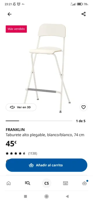 Silla plegable IKEA blanca