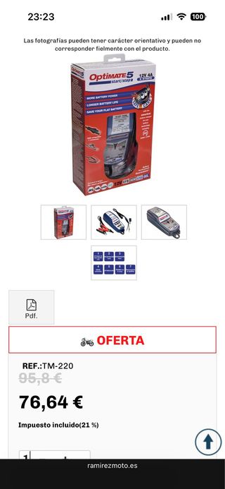 OptiMate 5  TM-220 Cargador Baterías 12V 4A