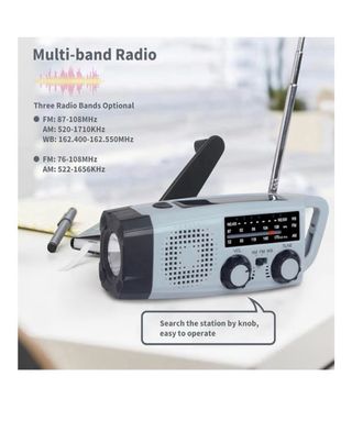 Radio Emergencia Portátil BOROCO Solar Manivela