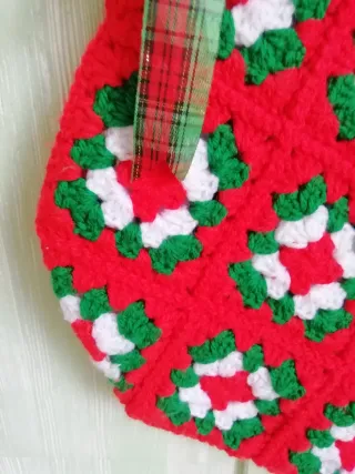 Bota Navideña Ganchillo Roja