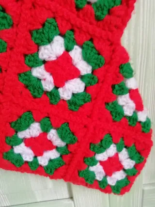 Bota Navideña Ganchillo Roja