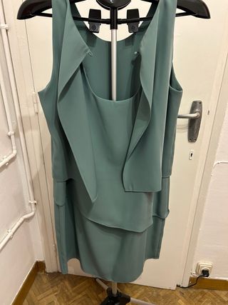 Vestido Mango crepé verde Talla XXL