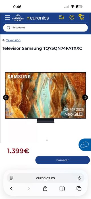 Samsung Neo QLED 75 TQ75QN74FATXXC año 2025.