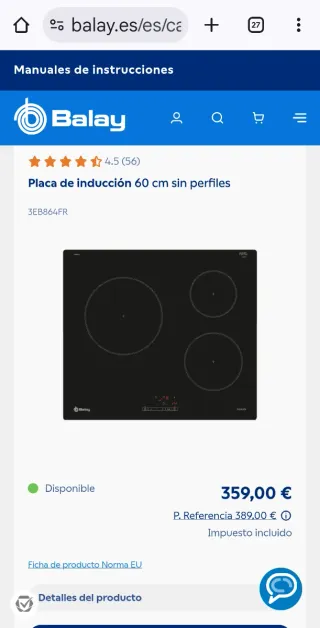 Placa Inducción Balay a Estrenar