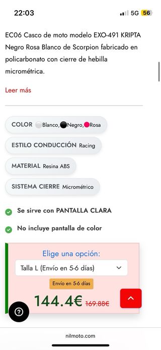 Casco Moto Scorpion Exo Negro Rosa