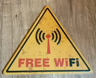 Cartel Free Wifi Triángulo Amarillo de decoración
