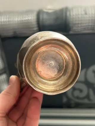 Chocolatera antigua baño de plata