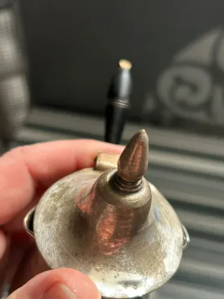 Chocolatera antigua baño de plata