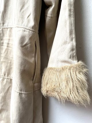 CAPPOTTO IN PELLICCIA VINTAGE! BEIGE MARRONE LUNGO SOPRATUTTO