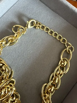 Collana Cuore Sacro Maxi Oro Perle Bianche