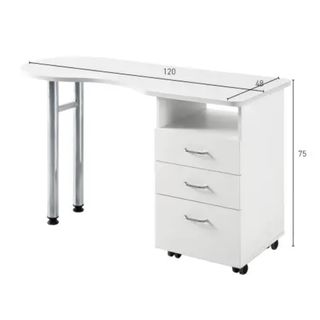 Mesa de manicura blanca y plateada