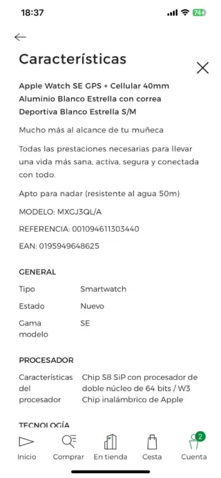 Apple Watch SE Beige/Plata