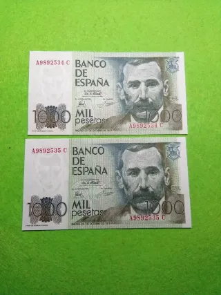 PARA JORDI . J.j.*** 2 Billetes 1000 Pesetas Españ