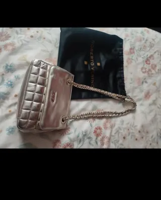 Bolso Pequeño Piel Roberto Verino Plata Nuevo