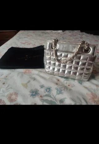 Bolso Pequeño Piel Roberto Verino Plata Nuevo