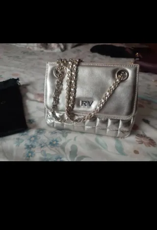 Bolso Pequeño Piel Roberto Verino Plata Nuevo