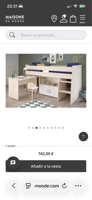 Cama juvenil con escalera y almacenaje