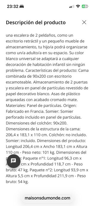 Cama juvenil con escalera y almacenaje