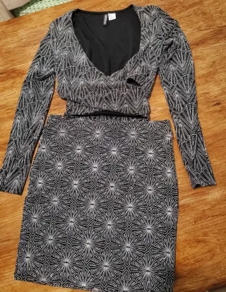 Conjunto 3 piezas H&M brillo negro y plateado