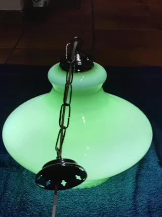 Lámpara Opalina Vintage Verde farol