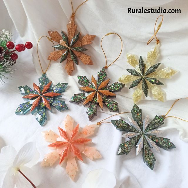 Lote 6 adornos copo de nieve Navidad