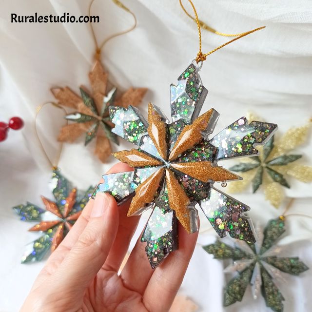 Lote 6 adornos copo de nieve Navidad