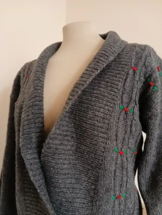 Cardigan vintage doppiopetto grigio lana scozzese
