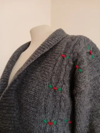 Cardigan vintage doppiopetto grigio lana scozzese