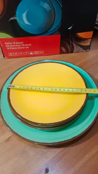 Set di stoviglie Raibow 18 pezzi in gres. NUOVO.
