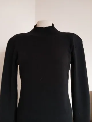 Abito lungo dolcevita vintage in lana con spallott