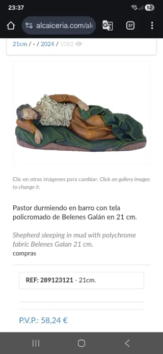 Pastor Belén tumbado 21 cm