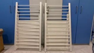 Cuna blanca de madera con colchon