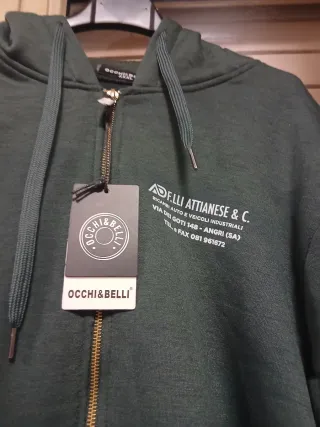 Felpa con cappuccio OCCHIEBELLI verde taglia XXXL