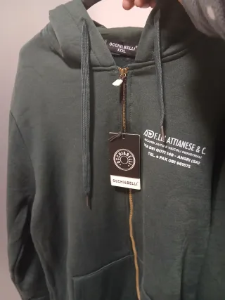 Felpa con cappuccio OCCHIEBELLI verde taglia XXXL