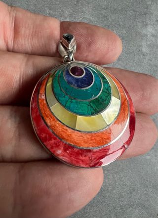 Colgante Arcoíris Plata Peruana Incrustado
