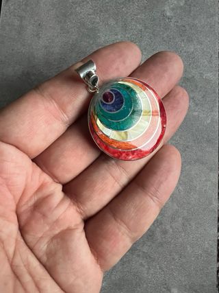 Colgante Arcoíris Plata Peruana Incrustado