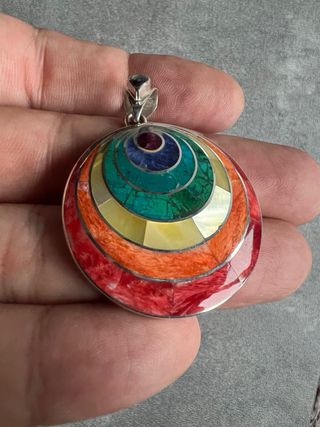 Colgante Arcoíris Plata Peruana Incrustado