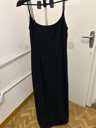 Vestido negro tirantes fiesta T42 crepé. Forrado