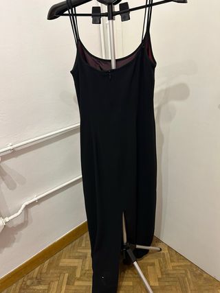 Vestido negro tirantes fiesta T42 crepé. Forrado