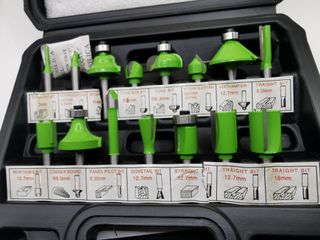 Juego fresas router madera 15 piezas 1/4