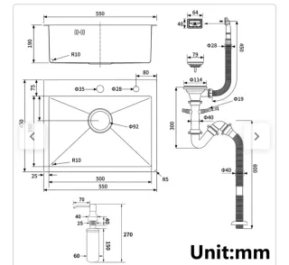 Fregadero Cocina 1 Poza con dispensador de Jabón