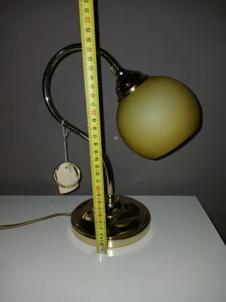 Lampada da tavolo anni '80 oro e vetro