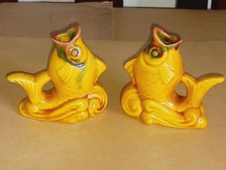 Conjunto de peixes decorativos em cerâmica Vintage