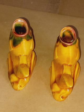 Conjunto de peixes decorativos em cerâmica Vintage