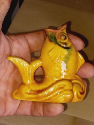 Conjunto de peixes decorativos em cerâmica Vintage